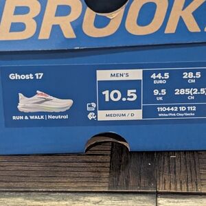 Brooks Ghost 17 Men's Athletic Shoes - White and Orange